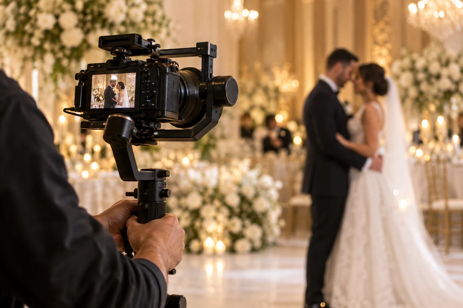Kamera auf einem Gimbal bei einer eleganten Hochzeit